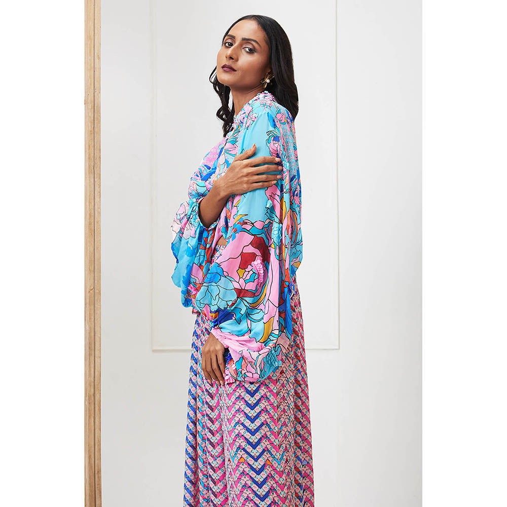 Soup by Sougat Paul Zaynab Blue Floral Co-Ord (Set of 2)