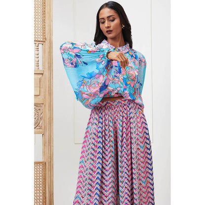 Soup by Sougat Paul Zaynab Blue Floral Co-Ord (Set of 2)