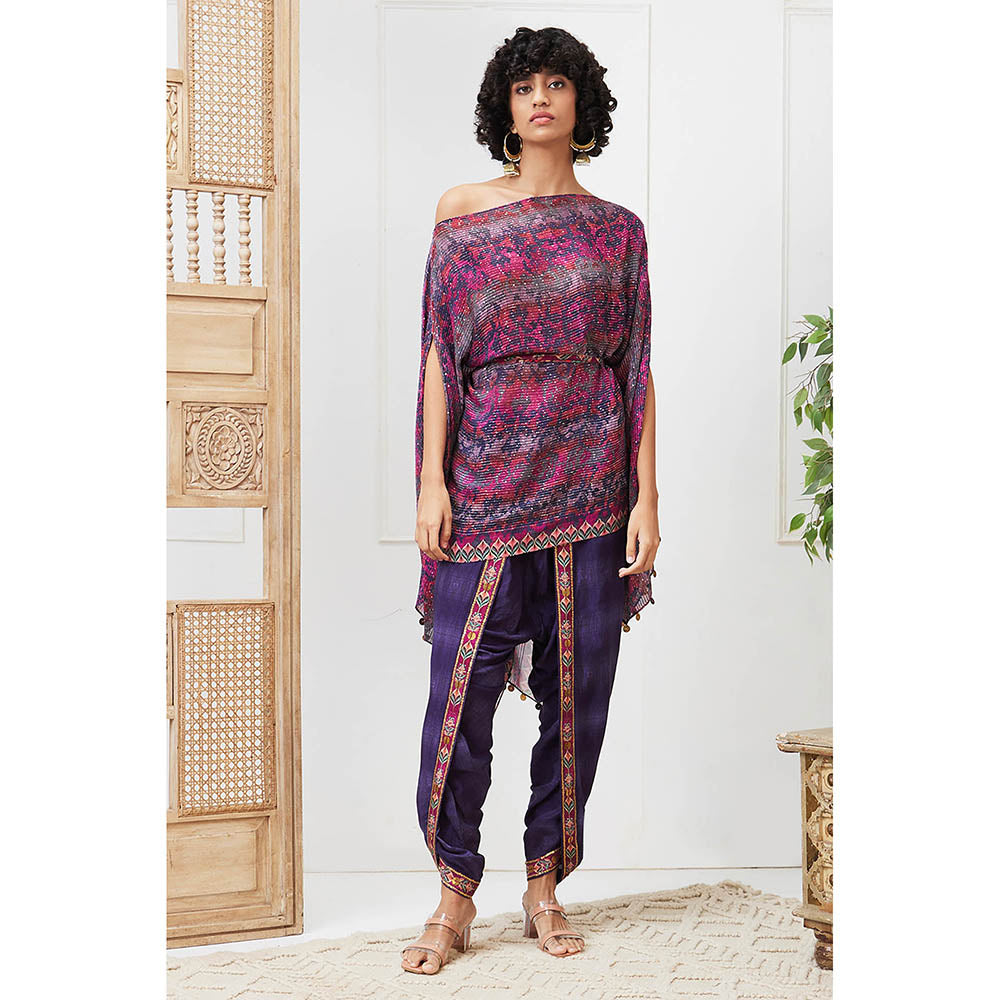 Soup by Sougat Paul Adah Purple Printed Kurta with Dhoti (Set of 2)