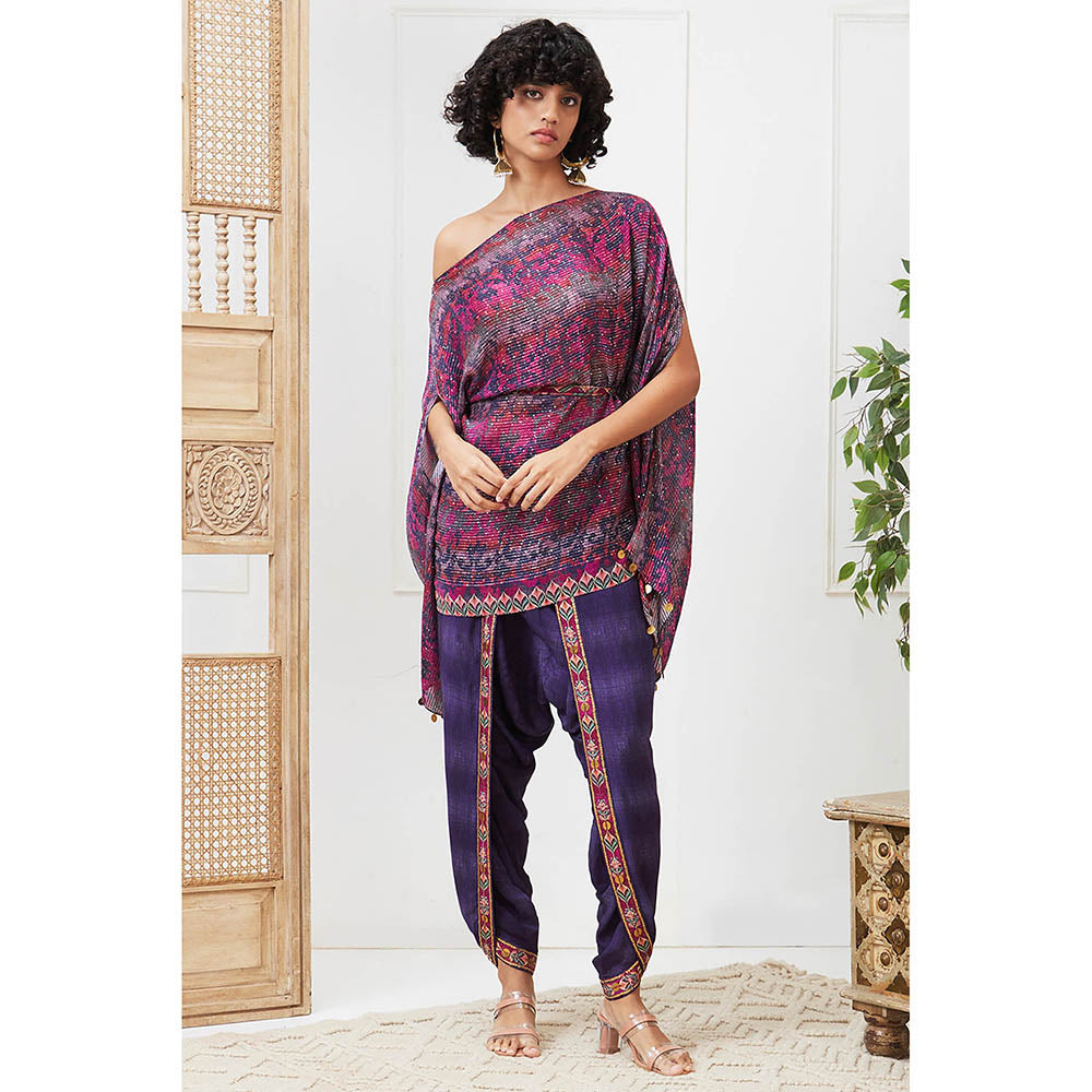 Soup by Sougat Paul Adah Purple Printed Kurta with Dhoti (Set of 2)