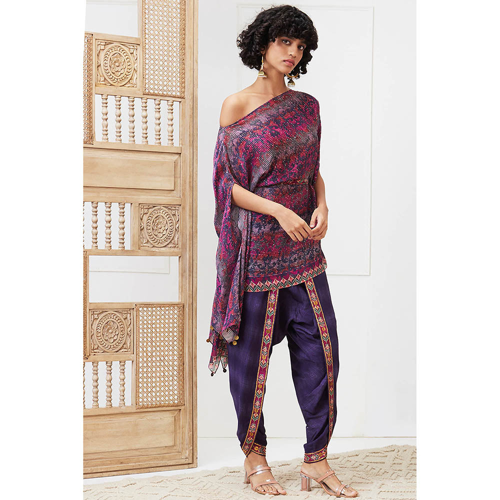 Soup by Sougat Paul Adah Purple Printed Kurta with Dhoti (Set of 2)