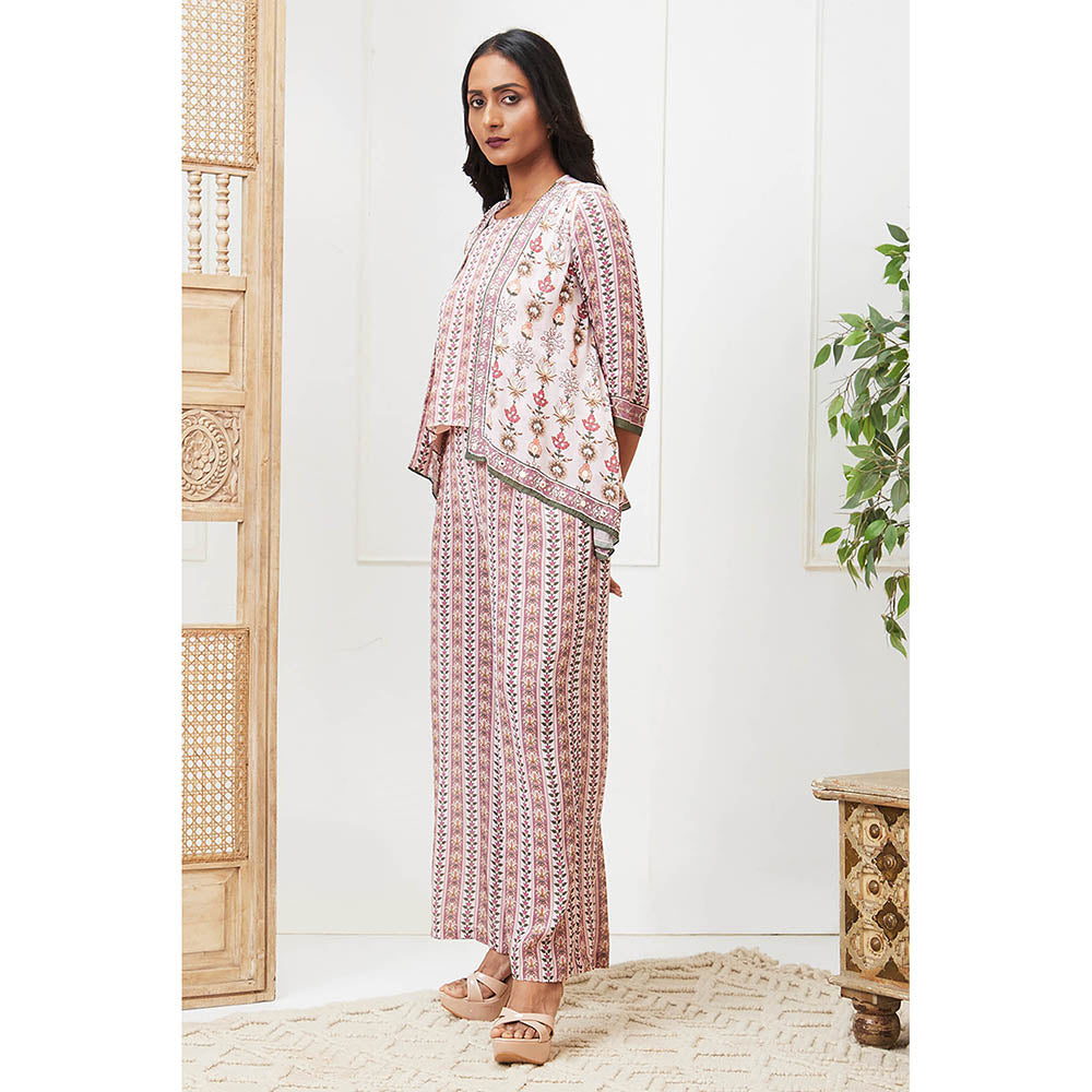 Soup by Sougat Paul Tabriz Off White Floral Top with Palazzo and Jacket (Set of 3)