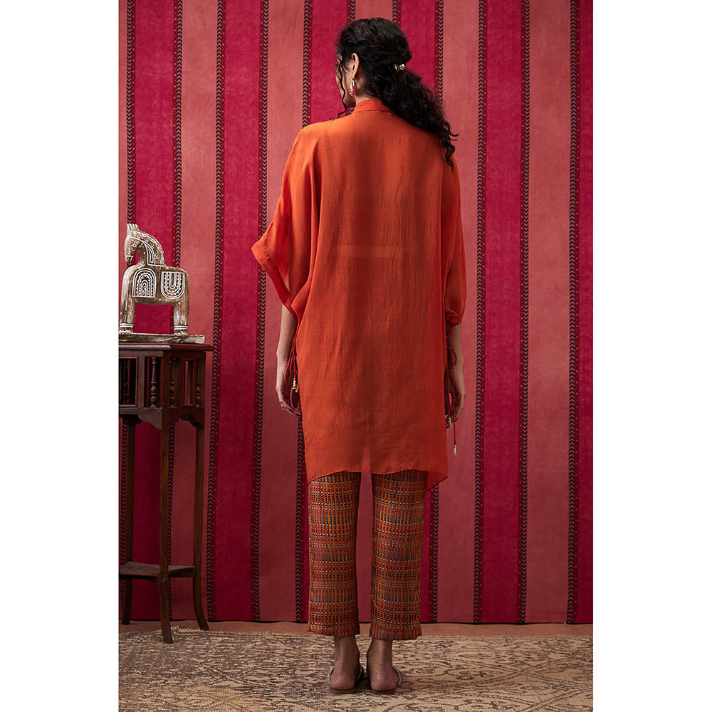 Soup by Sougat Paul Adah Orange Floral Crop Top with Pant and Jacket (Set of 3)