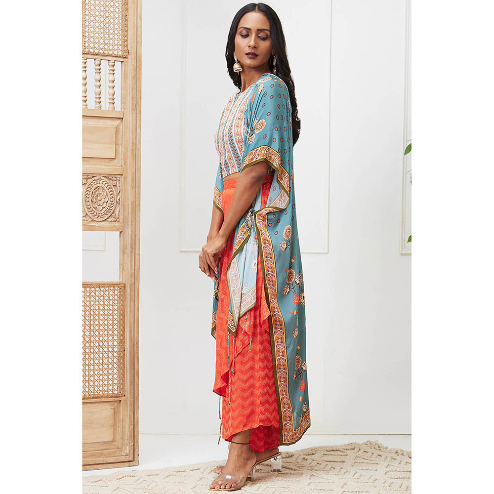 Soup by Sougat Paul Tabriz Multi-Color Floral Crop Top with Palazzo and Jacket (Set of 3)