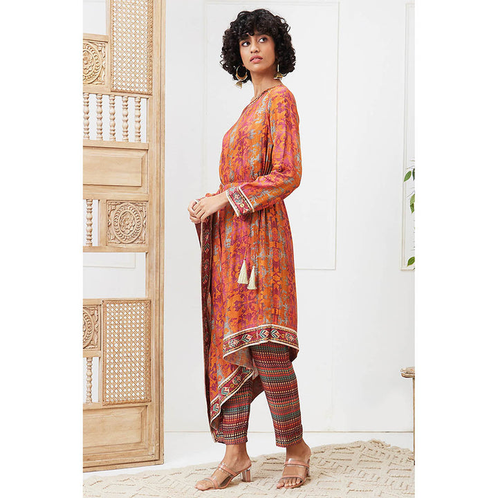 Soup by Sougat Paul Adah Orange Printed Kurta with Pant (Set of 2)