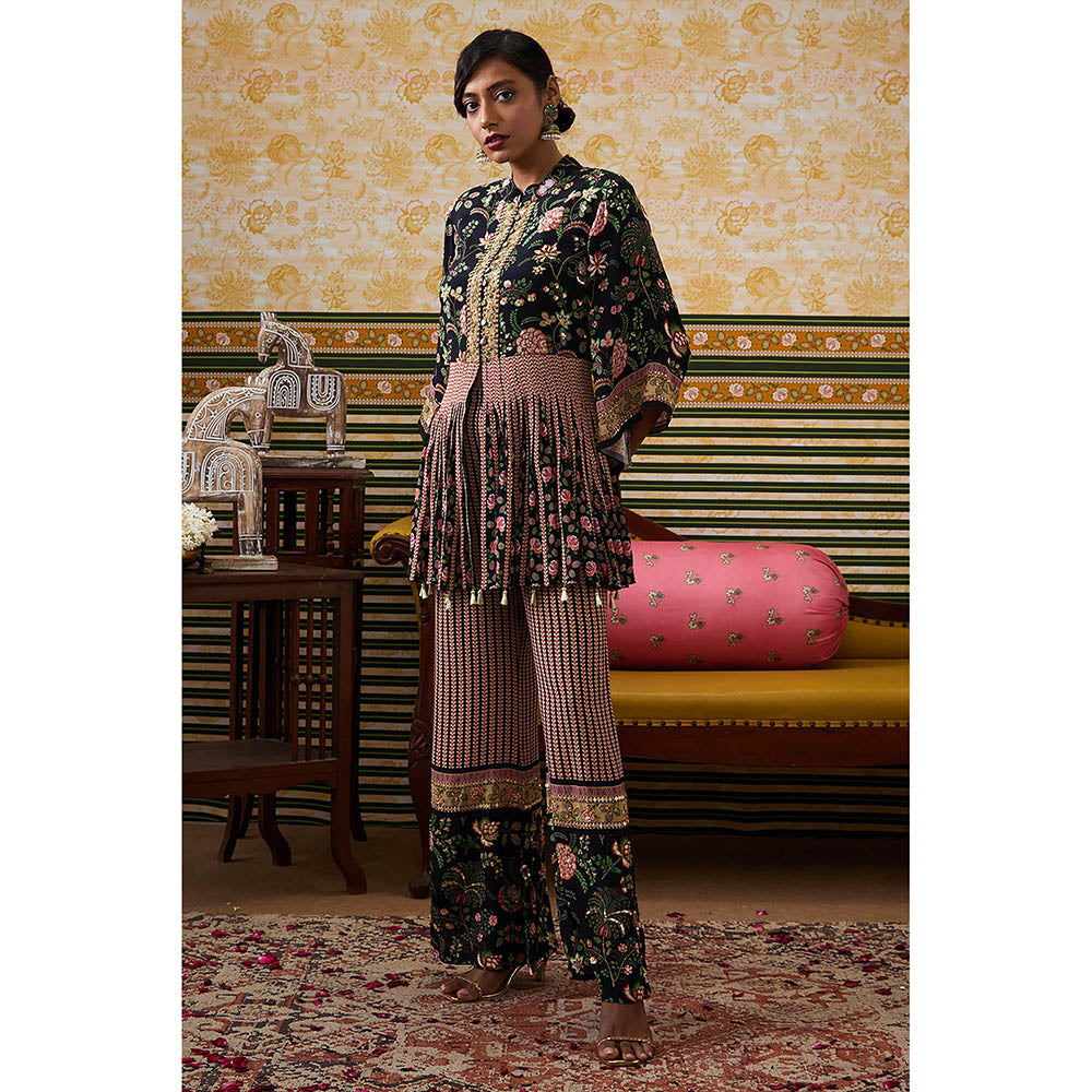 Soup by Sougat Paul Mehr Black Floral Kurta with Pant (Set of 2)