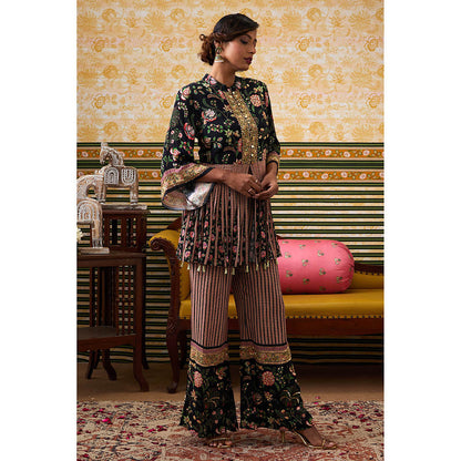 Soup by Sougat Paul Mehr Black Floral Kurta with Pant (Set of 2)
