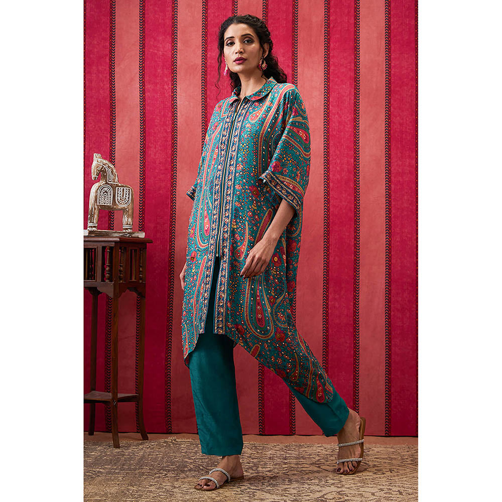 Soup by Sougat Paul Qala Green Paisley Kurta with Pant (Set of 2)