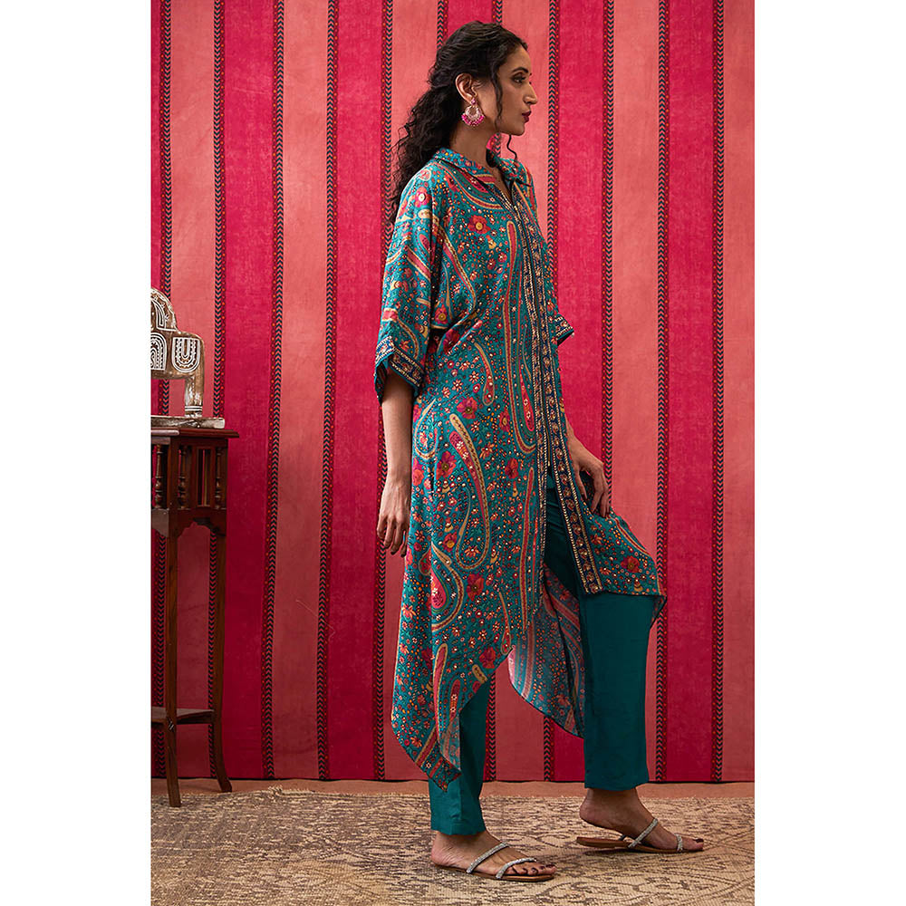 Soup by Sougat Paul Qala Green Paisley Kurta with Pant (Set of 2)