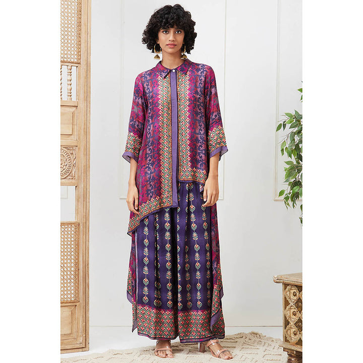 Soup by Sougat Paul Adah Purple Printed Kurta with Palazzo (Set of 2)