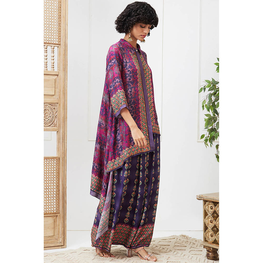 Soup by Sougat Paul Adah Purple Printed Kurta with Palazzo (Set of 2)