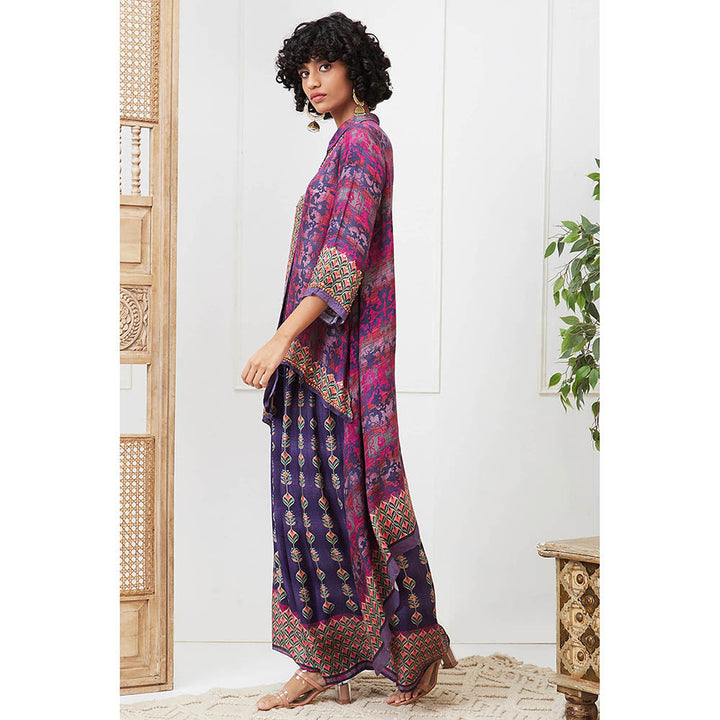 Soup by Sougat Paul Adah Purple Printed Kurta with Palazzo (Set of 2)