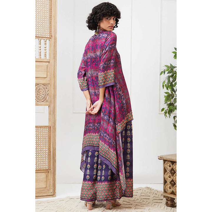 Soup by Sougat Paul Adah Purple Printed Kurta with Palazzo (Set of 2)