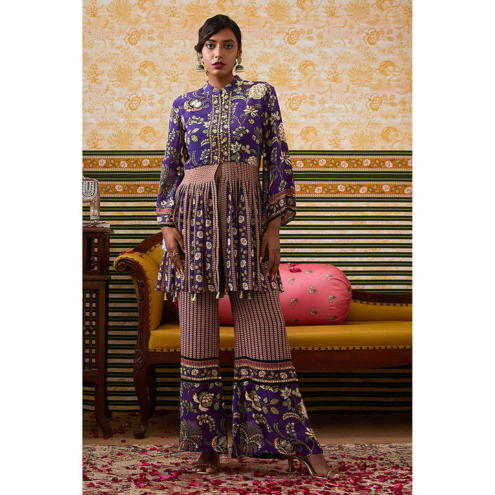 Soup by Sougat Paul Mehr Purple Floral Kurta with Palazzo (Set of 2)