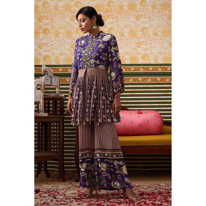 Soup by Sougat Paul Mehr Purple Floral Kurta with Palazzo (Set of 2)