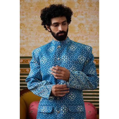 Soup by Sougat Paul Bandhej Printed Bandhgala (Set of 2)