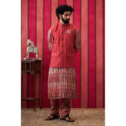 Soup by Sougat Paul Adah Printed Bundi With Kurta & Pant (Set of 3)