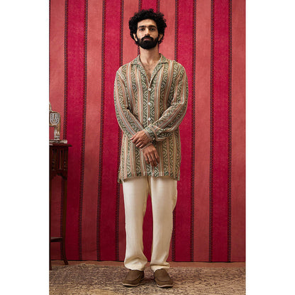 Soup by Sougat Paul Bandhej Long Printed Shirt with Pants (Set of 2)