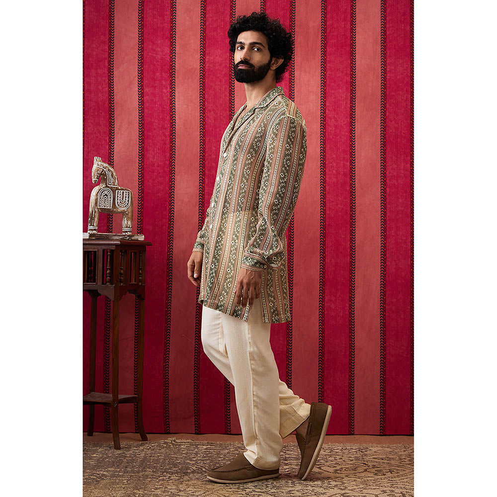 Soup by Sougat Paul Bandhej Long Printed Shirt with Pants (Set of 2)