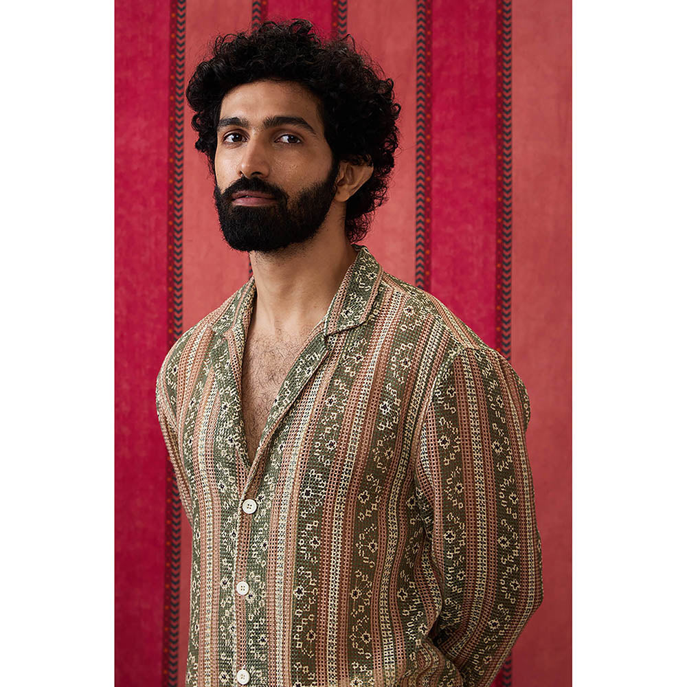 Soup by Sougat Paul Bandhej Long Printed Shirt with Pants (Set of 2)