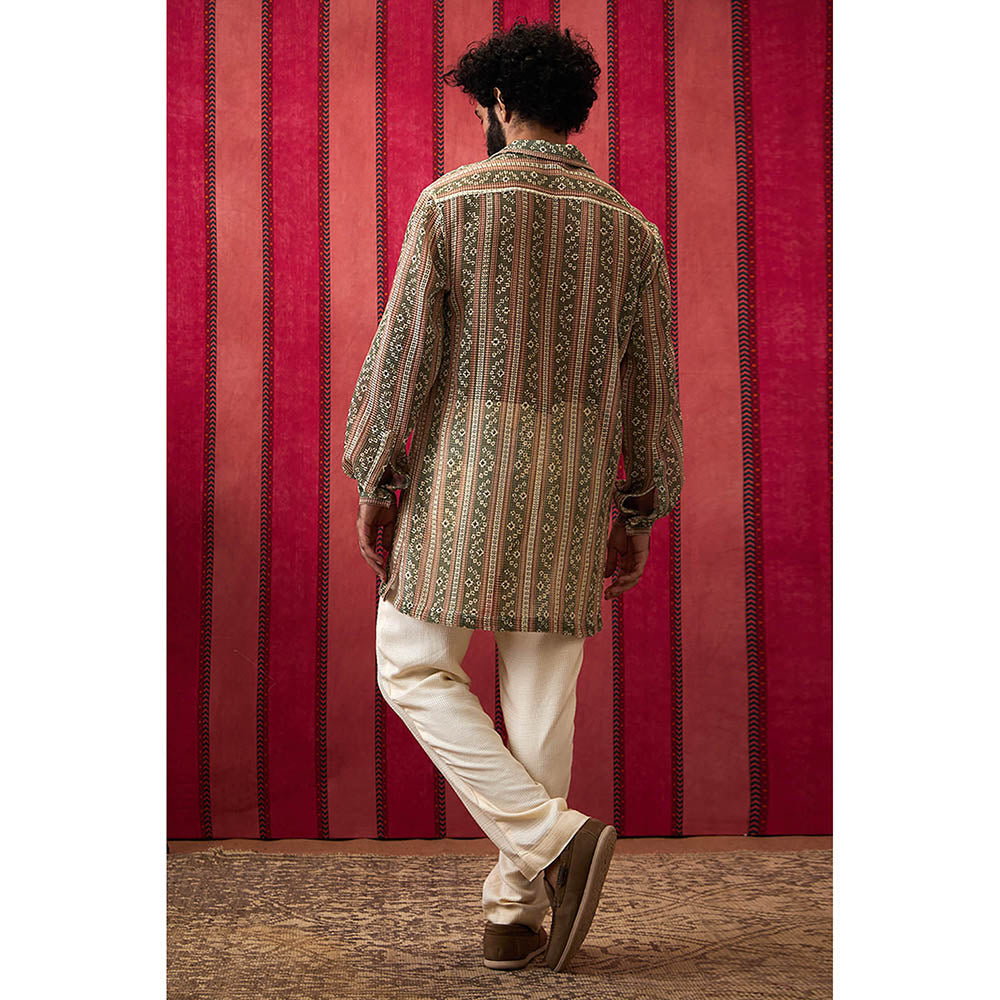 Soup by Sougat Paul Bandhej Long Printed Shirt with Pants (Set of 2)