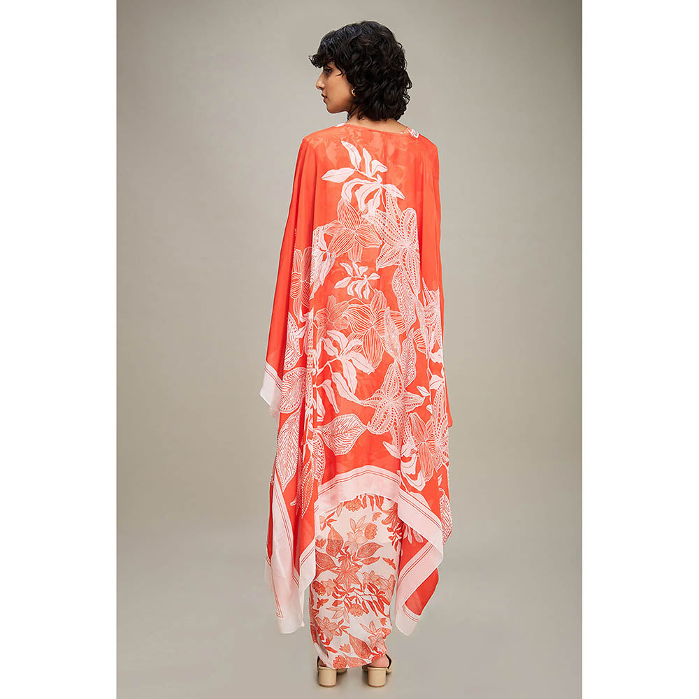 Soup by Sougat Paul Ahyana Printed Drape Dress With Cape (Set of 2)