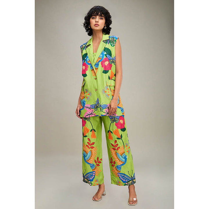 Soup by Sougat Paul Green Avain Canopy Embellished Co-Ord (Set of 2)