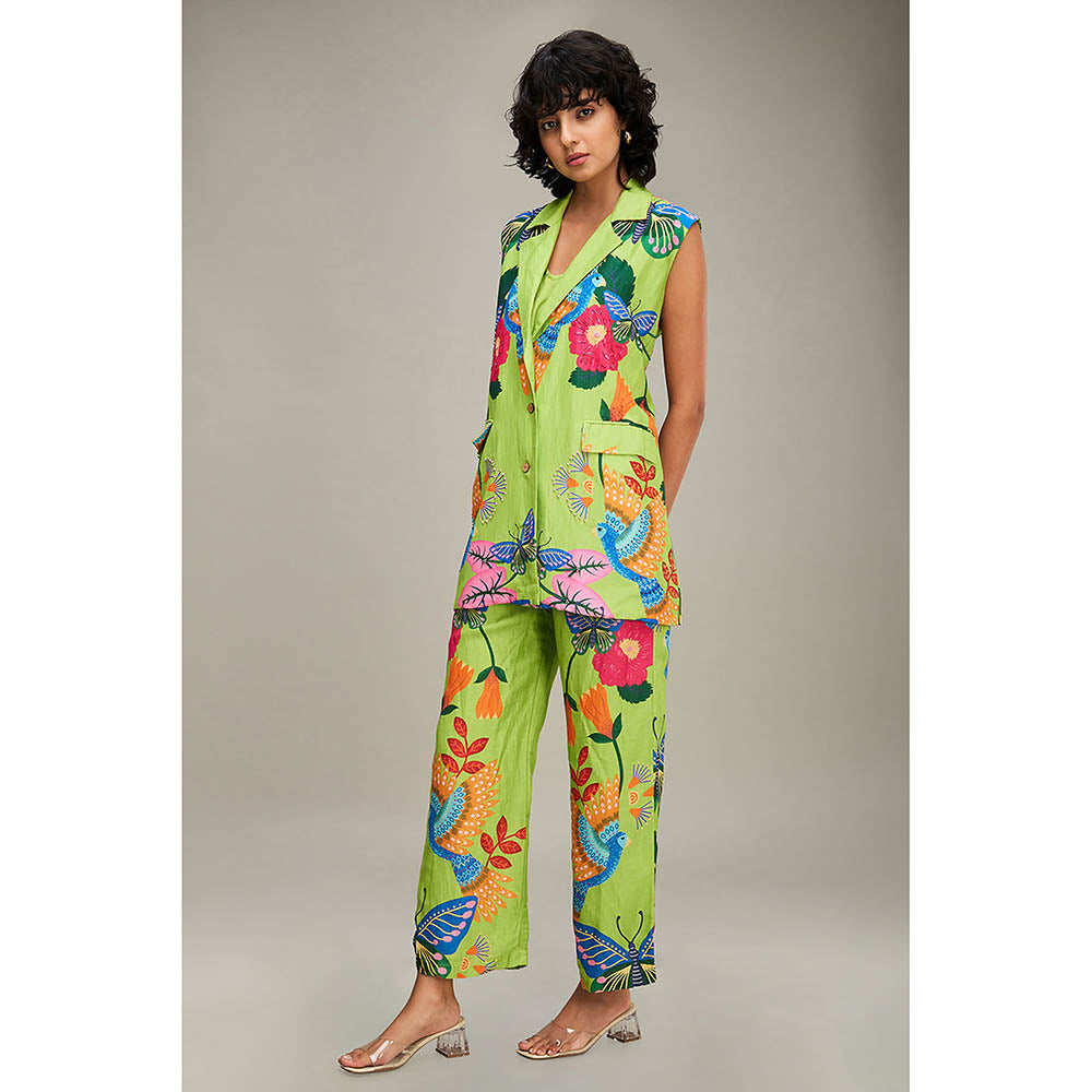 Soup by Sougat Paul Green Avain Canopy Embellished Co-Ord (Set of 2)