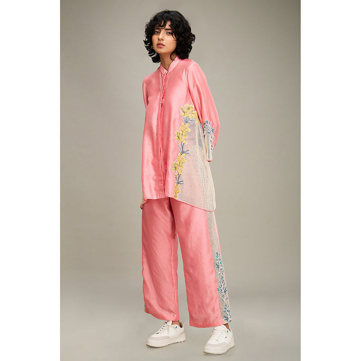 Soup by Sougat Paul Pink Zinnia Applique Co-Ord (Set of 2)