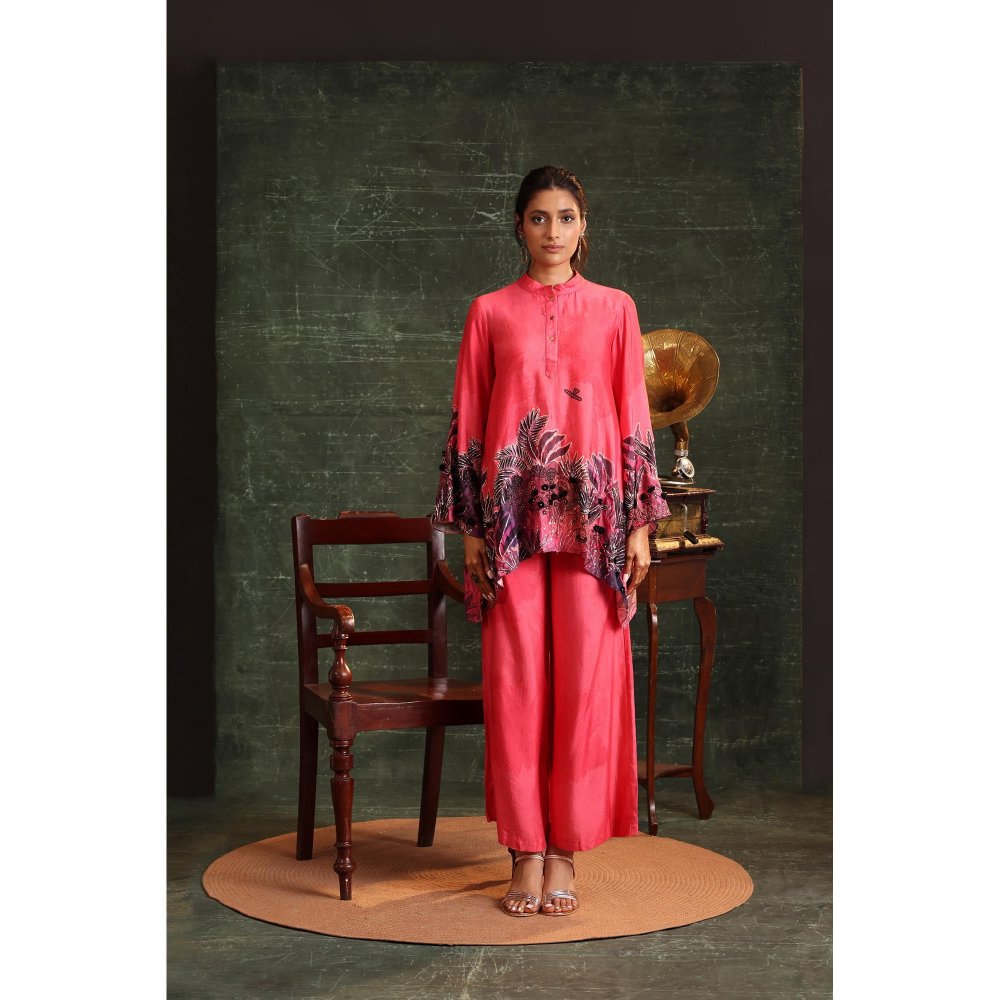 Soup by Sougat Paul Pink Kaira Embellished Top with Pant (Set of 2)