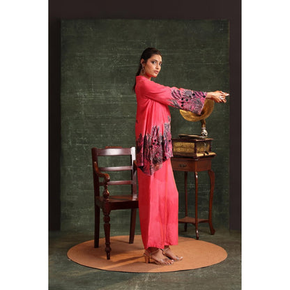 Soup by Sougat Paul Pink Kaira Embellished Top with Pant (Set of 2)