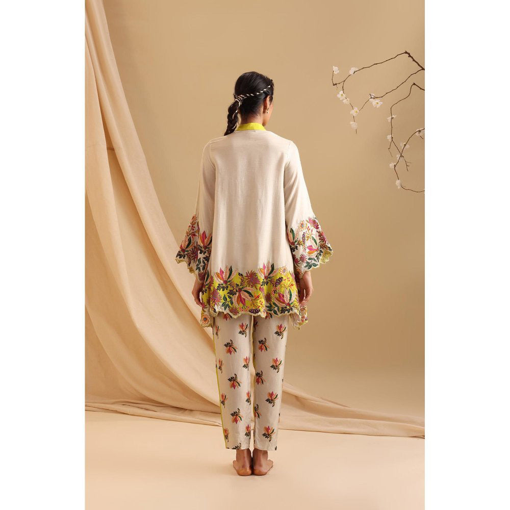 Soup by Sougat Paul Yellow Aarani Embroidered Co-Ord (Set of 2)