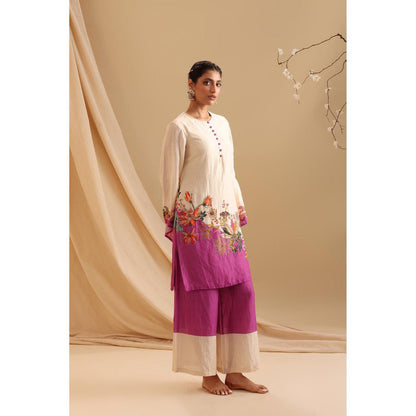Soup by Sougat Paul Cream Aarani Embroidered Kurta with Palazzo (Set of 2)