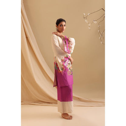 Soup by Sougat Paul Cream Aarani Embroidered Kurta with Palazzo (Set of 2)