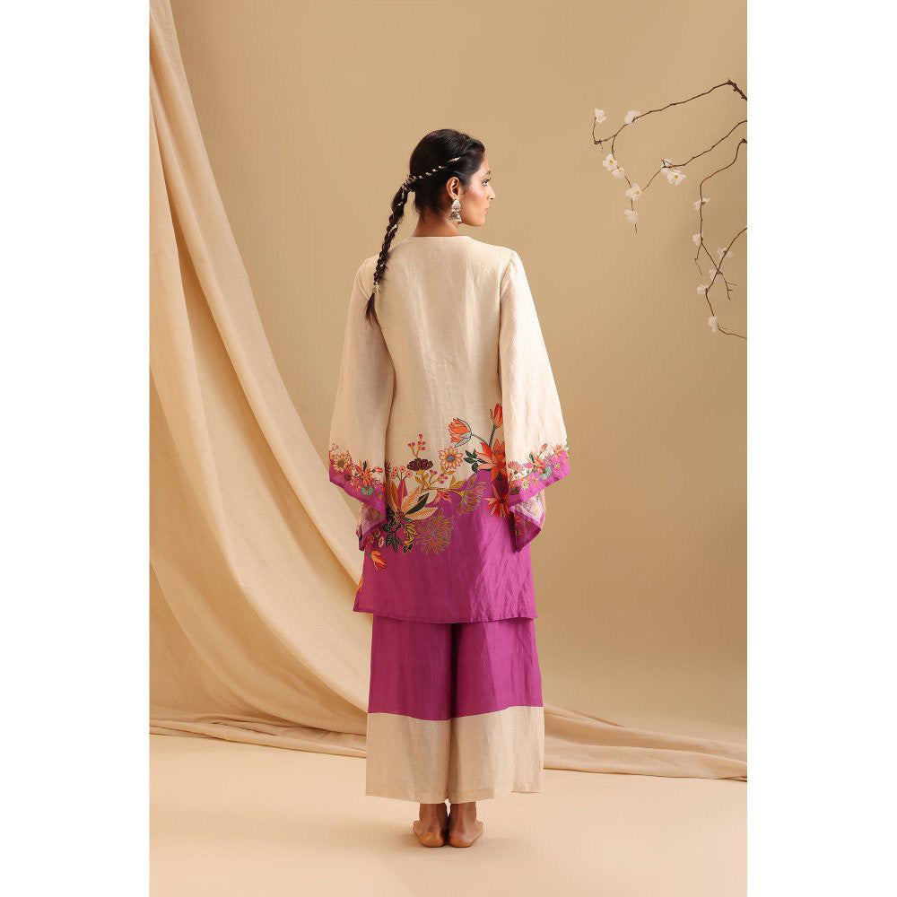 Soup by Sougat Paul Cream Aarani Embroidered Kurta with Palazzo (Set of 2)