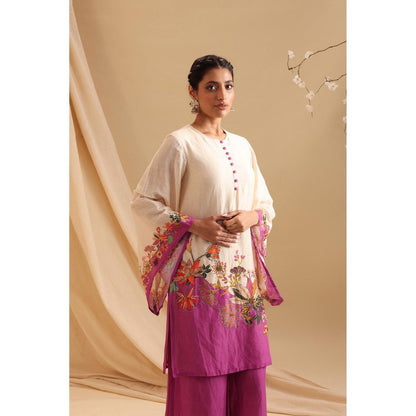 Soup by Sougat Paul Cream Aarani Embroidered Kurta with Palazzo (Set of 2)