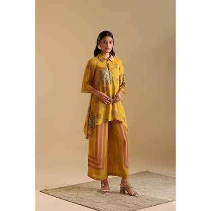 Soup by Sougat Paul Yellow Eraya Embellished Tunic with Palazzo (Set of 2)