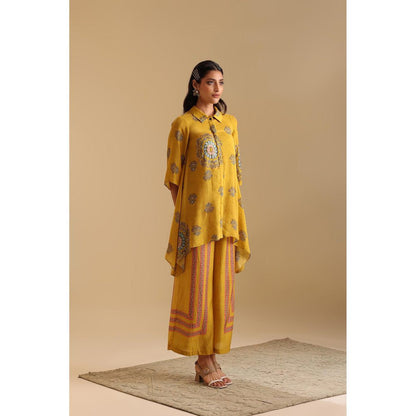 Soup by Sougat Paul Yellow Eraya Embellished Tunic with Palazzo (Set of 2)