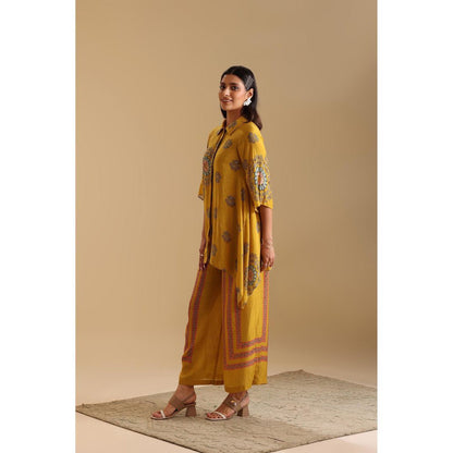 Soup by Sougat Paul Yellow Eraya Embellished Tunic with Palazzo (Set of 2)