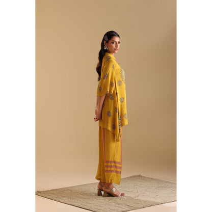 Soup by Sougat Paul Yellow Eraya Embellished Tunic with Palazzo (Set of 2)