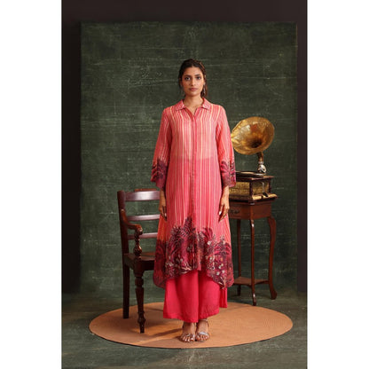 Soup by Sougat Paul Pink Kaira Embellished Kurta with Palazzo (Set of 2)