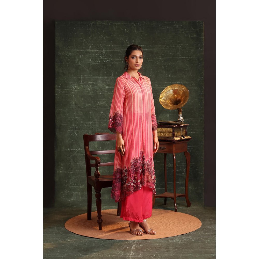 Soup by Sougat Paul Pink Kaira Embellished Kurta with Palazzo (Set of 2)
