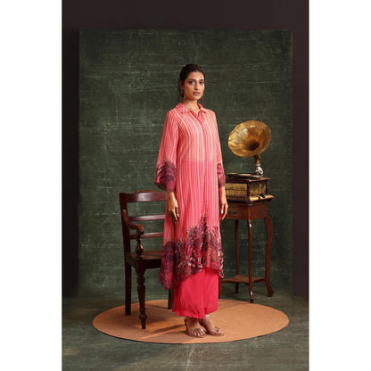 Soup by Sougat Paul Pink Kaira Embellished Kurta with Palazzo (Set of 2)