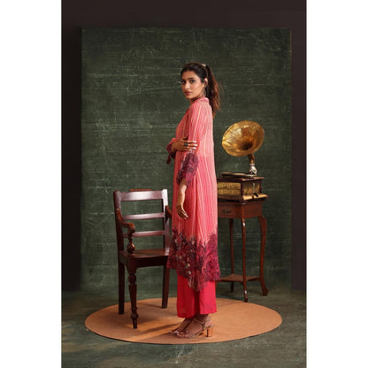 Soup by Sougat Paul Pink Kaira Embellished Kurta with Palazzo (Set of 2)