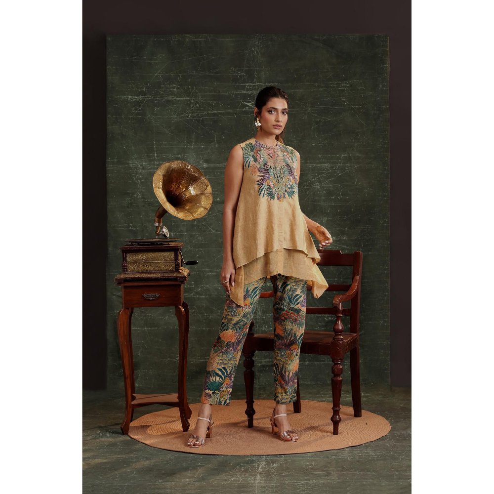 Soup by Sougat Paul Beige Kaira Embellished Co-Ord (Set of 3)