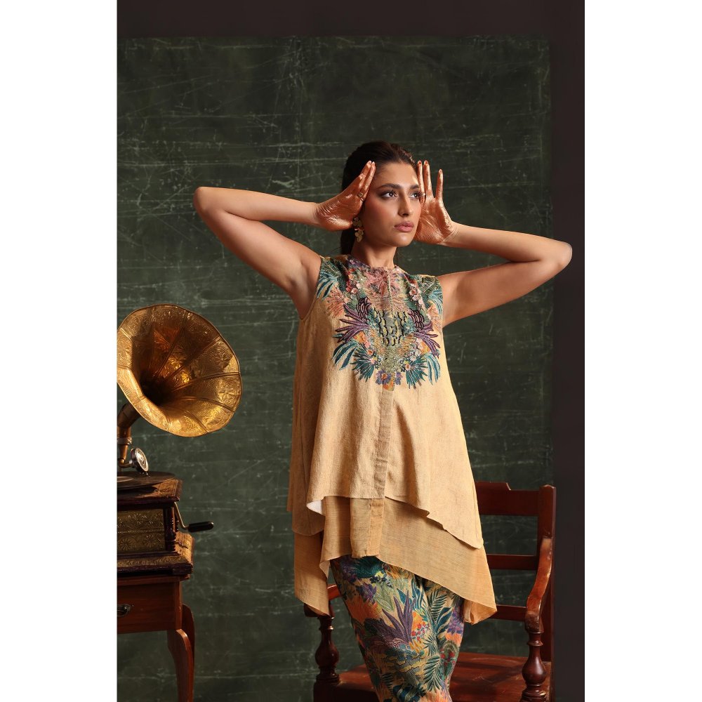 Soup by Sougat Paul Beige Kaira Embellished Co-Ord (Set of 3)