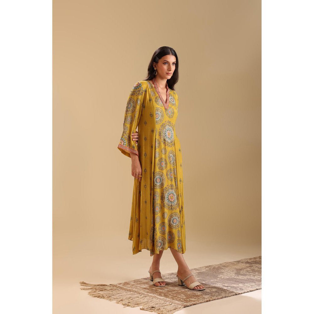 Soup by Sougat Paul Yellow Eraya Embellished V-Neck Dress