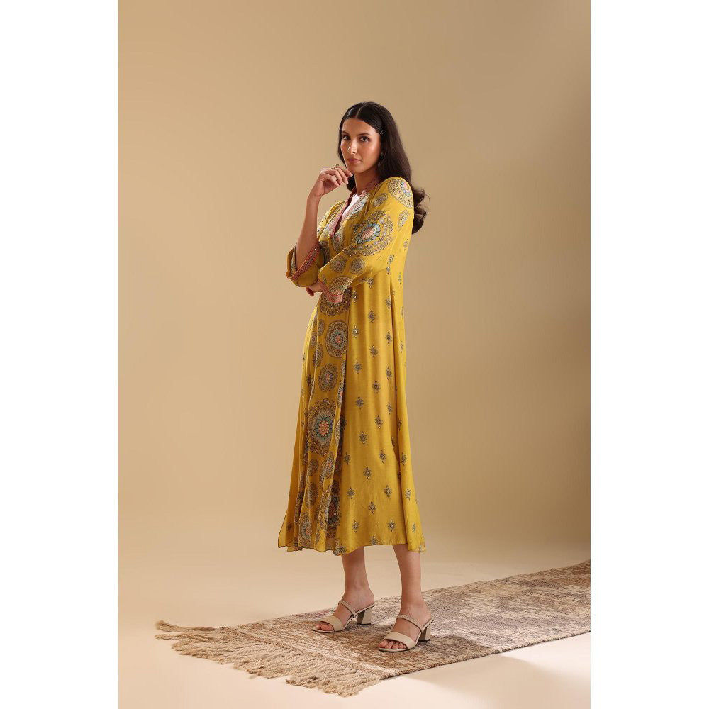 Soup by Sougat Paul Yellow Eraya Embellished V-Neck Dress