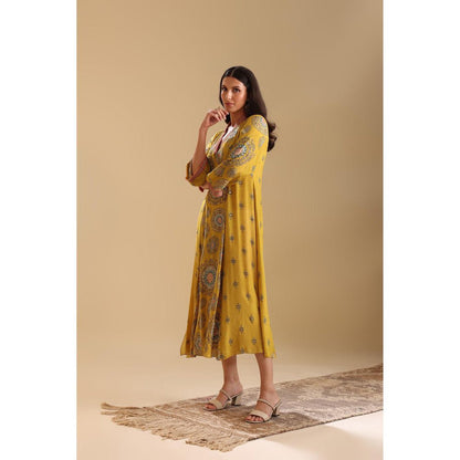 Soup by Sougat Paul Yellow Eraya Embellished V-Neck Dress