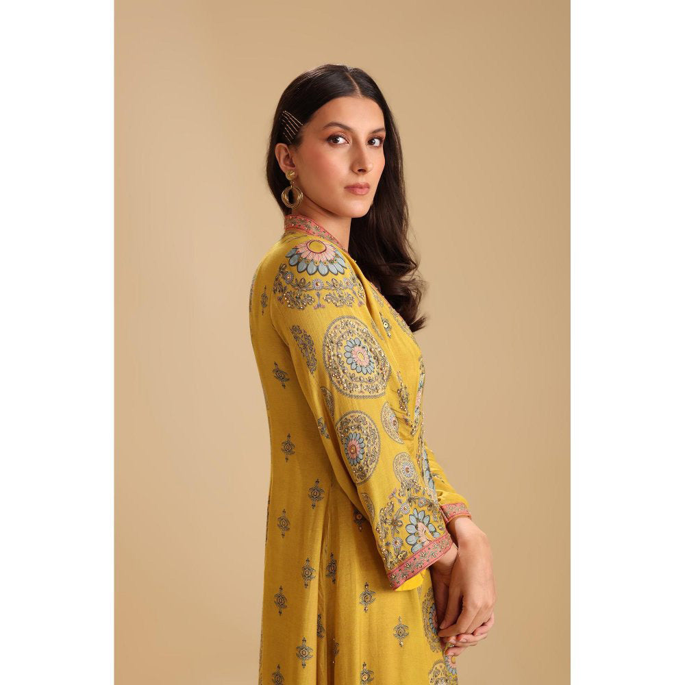 Soup by Sougat Paul Yellow Eraya Embellished V-Neck Dress